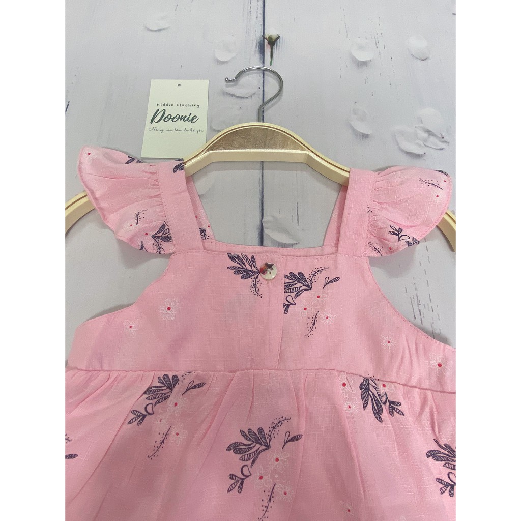 [Phoebe Dress] Váy thiết kế Doonie dáng xòe trapeze nhiều tầng cánh tiên hồng phấn họa tiết hoa nhí cho bé gái