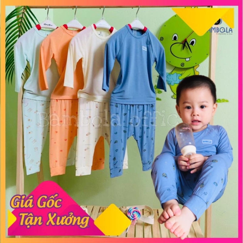 Bộ quần áo dài tay trẻ em Raglan sợi tre Bambola từ 6 tháng đến 3 tuổi