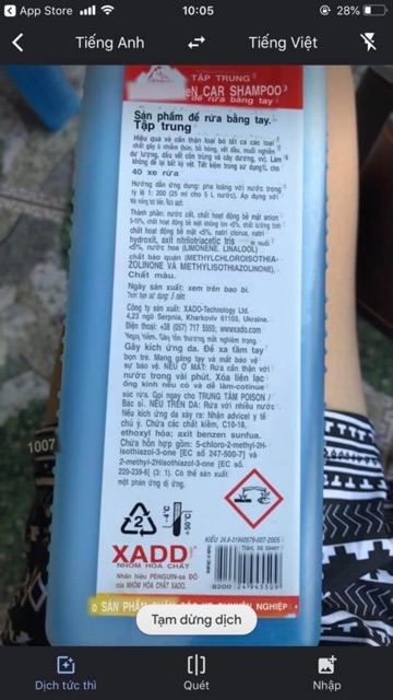 Nước Xà Bông Rửa xe Xado 1Lit “ rửa siêu sạch” kèm khăn 3M