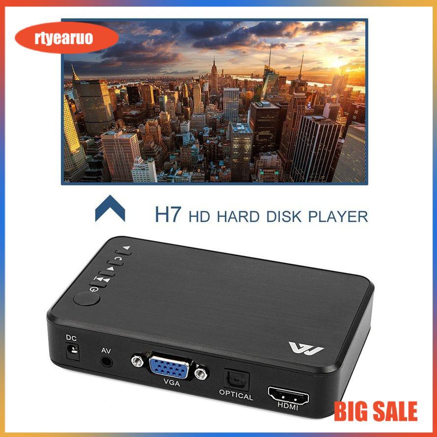 Full HD 1080P 3 Outputs HDMI VGA AV USB Card Mini Multimedia Player H7