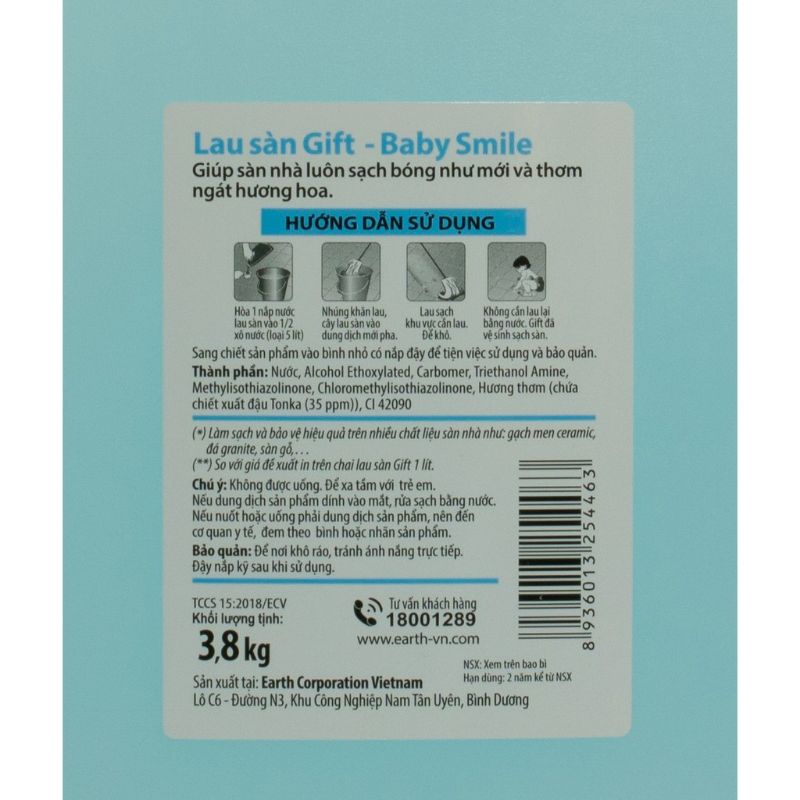 Nước Lau Sàn Gift Hương Thơm Lâu Baby Smile/ hoa Lily 3.8kg