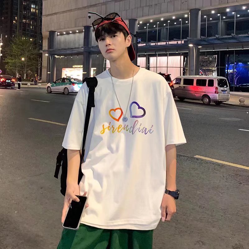 Áo Thun Tay Ngắn Dáng Rộng In Chữ Phong Cách Hip Hop Hàn Quốc Thời Trang Mùa Hè Cho Nam Size M-5XL