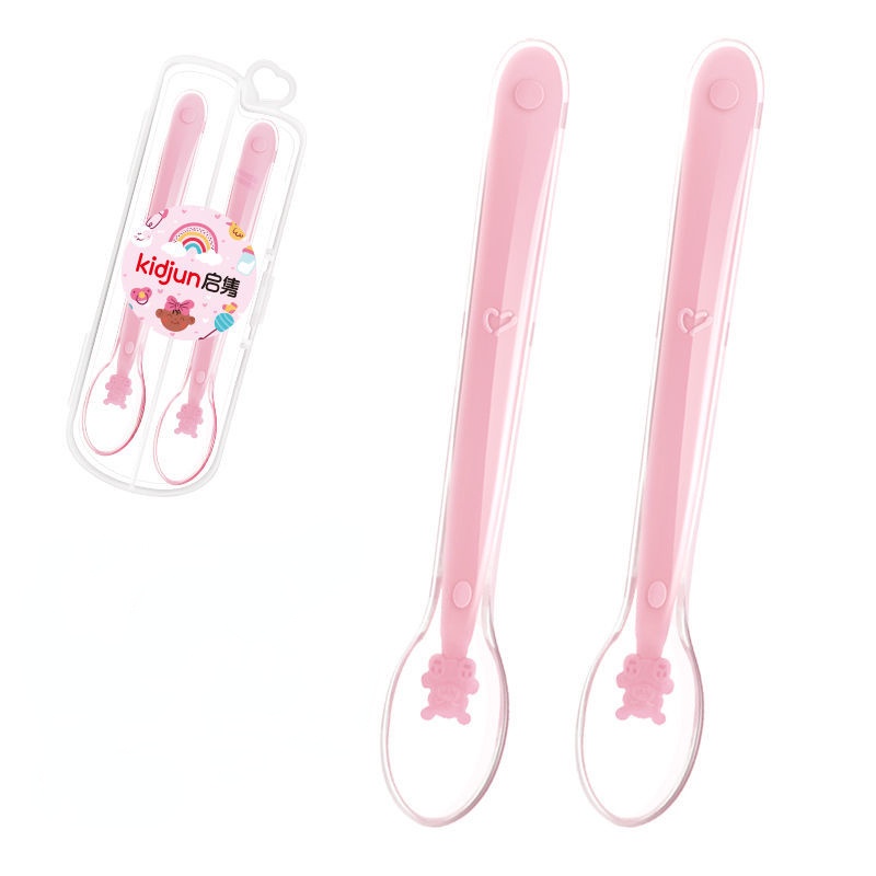 Bộ Muỗng Ăn Dặm Bằng Silicon Mềm Cảm Biến Nhiệt Độ Dành Cho Bé Sơ Sinh Màu Sắc