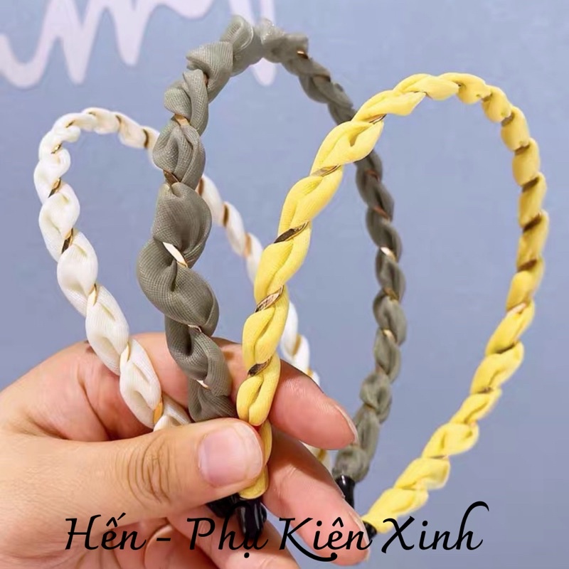 Bờm xoắn kim loại kèm vải lưới phong cách tiểu thư hàng Quảng Châu nhiều màu