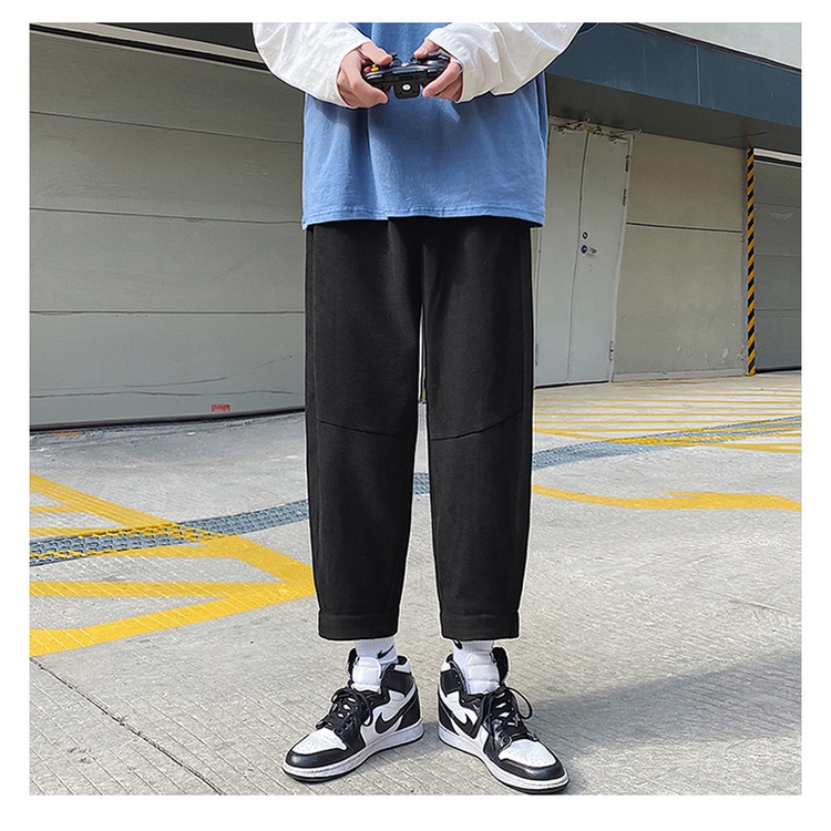 Quần phong cách hàn quốc thời trang cho quần suông basic nam nữ ống rộng chất màu đen xuất hàn cực đẹp