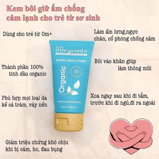 Dầu bôi ấm ngực Organic cho bé kem Organic Little Innoscent winter blue balm Úc giảm ho ngạt mũi phòng ngừa cảm lạnh