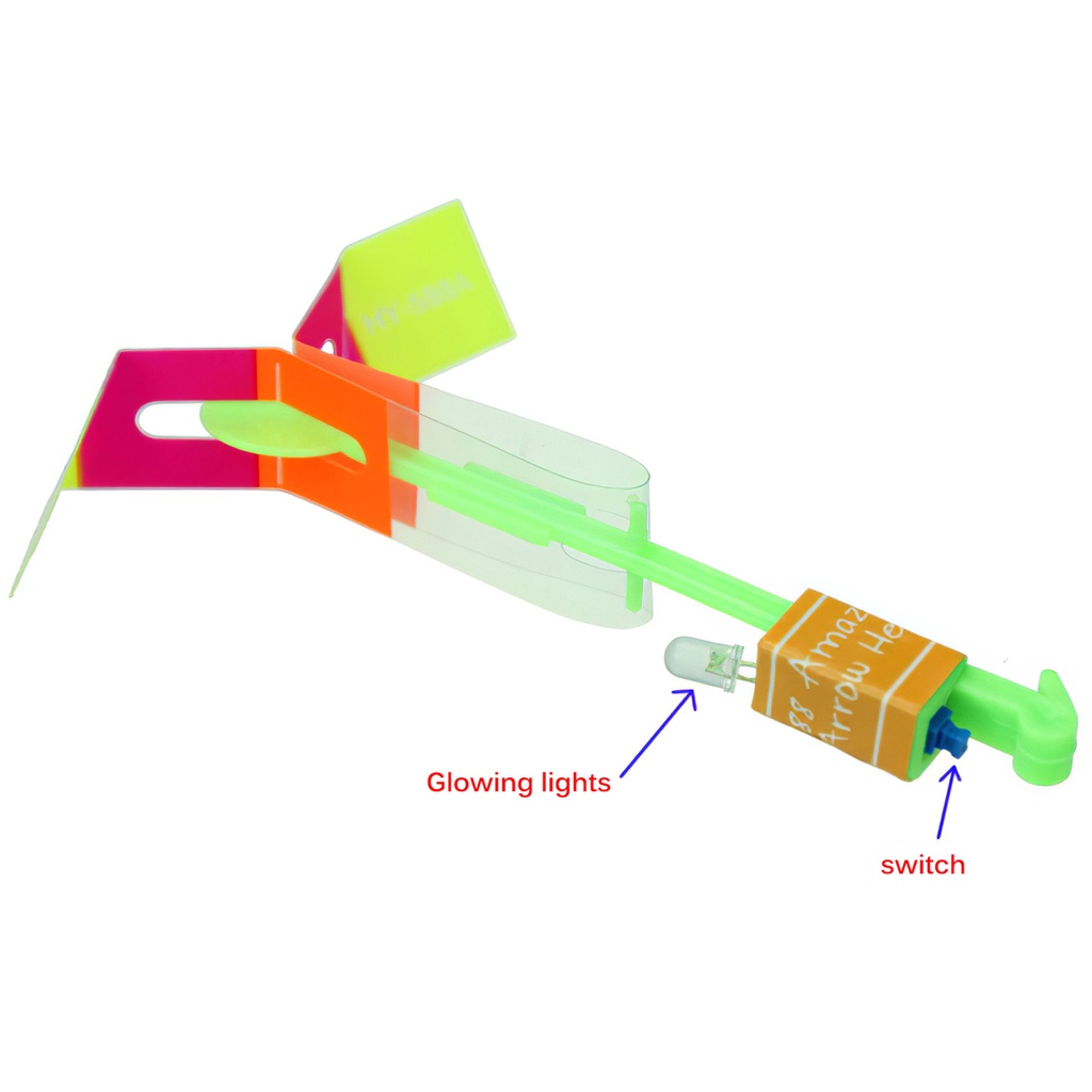 [huite]10pcs LED Light Rocket Helicopter Flying Toy Party Gift Elastic Slingshot Flying Copter for Birthday