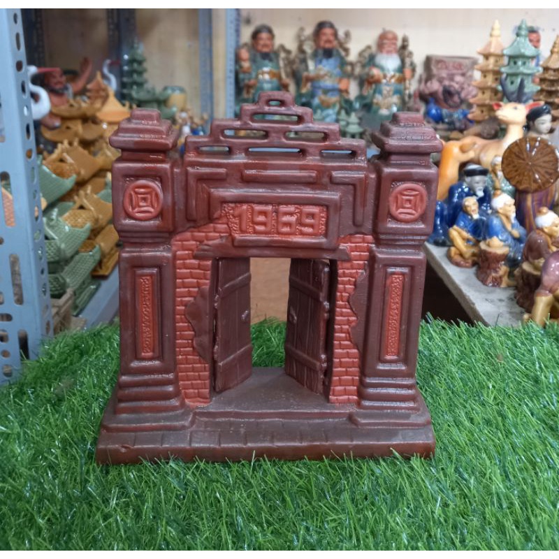 Tượng gốm cổng làng trang trí tiểu cảnh,non bộ.Kích thước 20x22cm