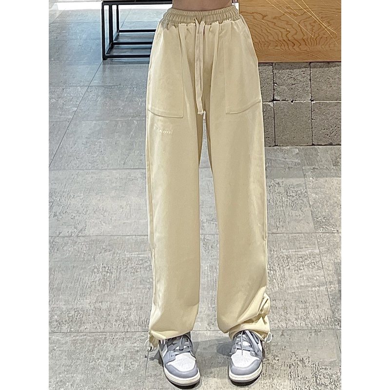 Quần Thể Thao Lưng Cao Ống Rộng Thời Trang Năng Động Cho Nữ