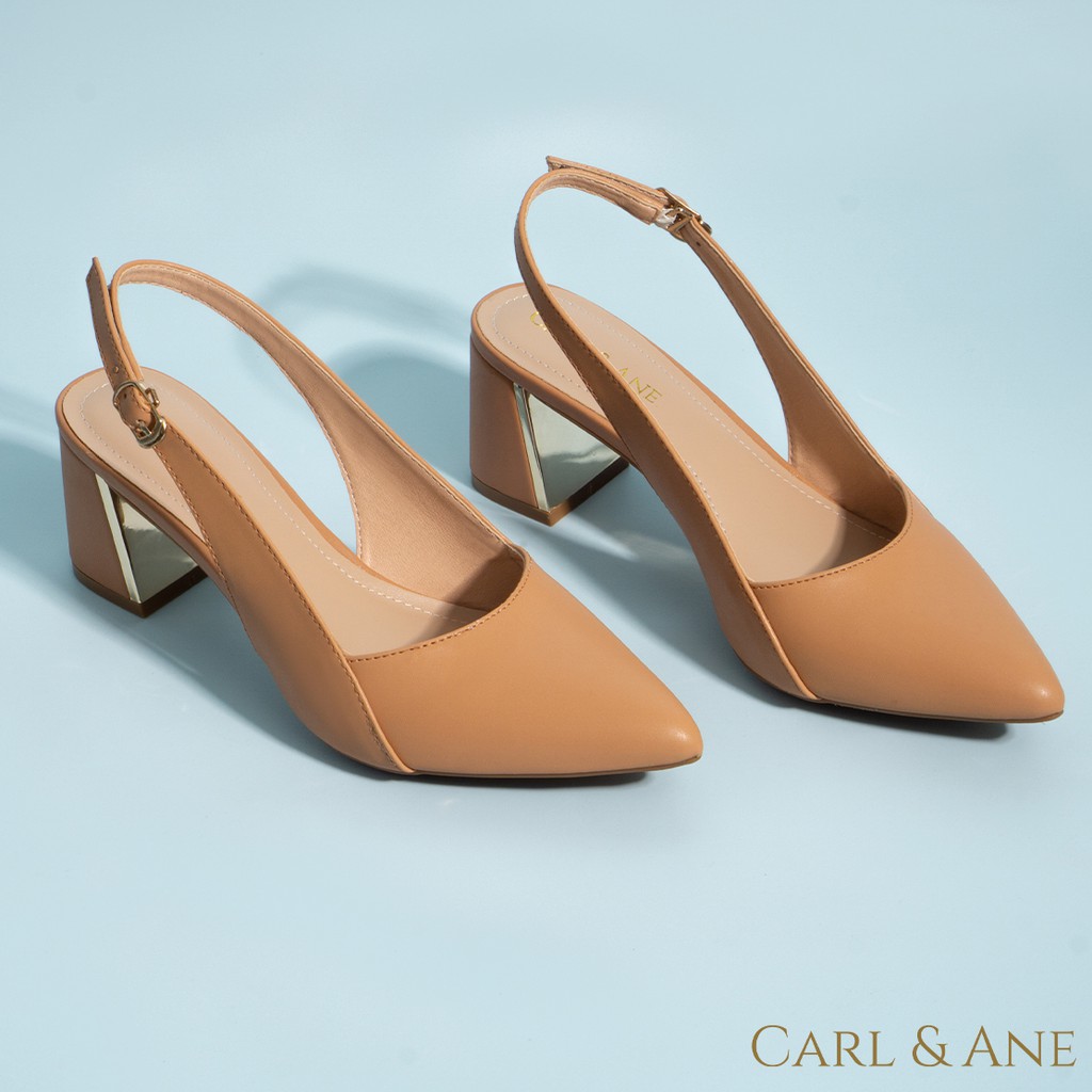 Carl & Ane - Giày cao gót thời trang mũi nhọn phối dây kiểu dáng basic cao 7cm màu bò - CL001 | BigBuy360 - bigbuy360.vn