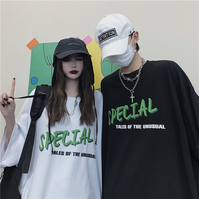 Áo thun tay lỡ ULZZANG 100% cotton dáng unisex, áo form rộng in hình SPECIAL - 3040