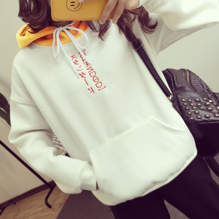 Áo Hoodie ❤️FREESHIP❤️ Áo Sweater Nữ Kawaii Thêu Chữ Nhật Bản- Áo Khoác Nỉ Nữ Đáng Yêu