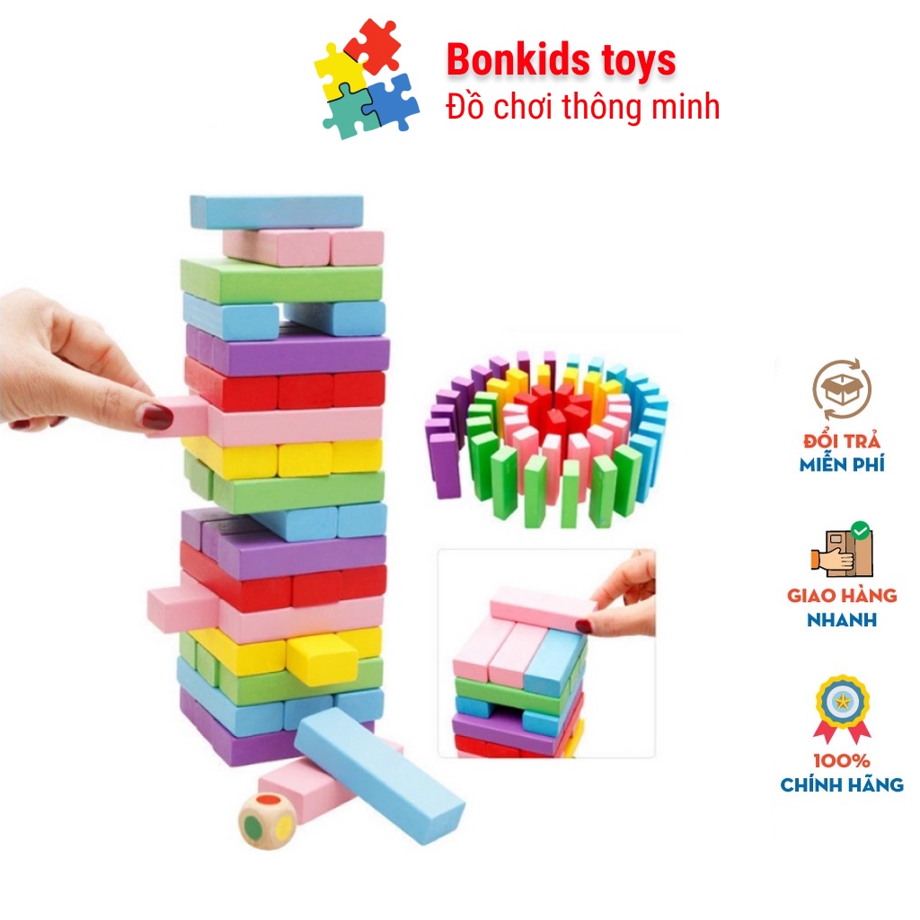 Đồ chơi rút gỗ số, đồ chơi rút gỗ màu cho bé Bonkids toys