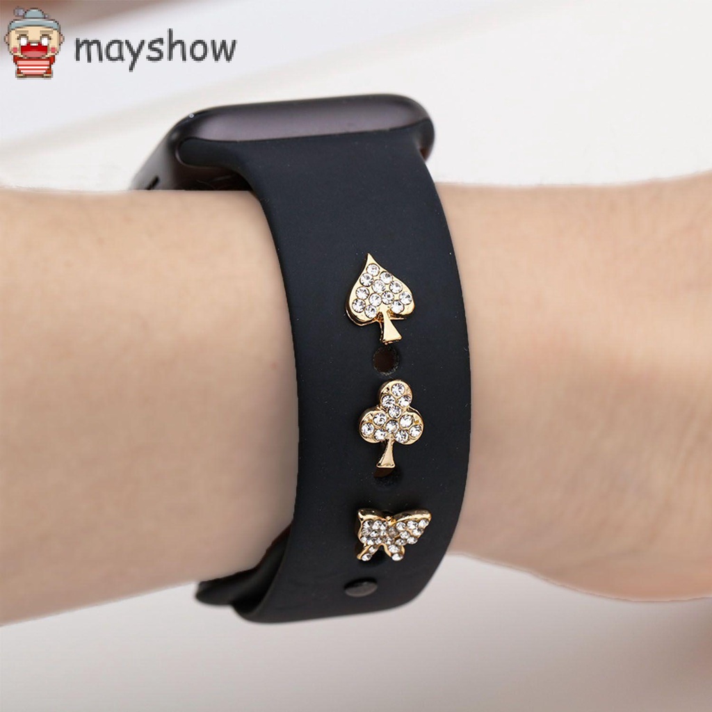 MAYSHOW Creative Watch Band Ornament Diamond Strap Accessories Decorative Ring Bracelet Nails Metal Brooch Wristbelt Charms/Multicolor