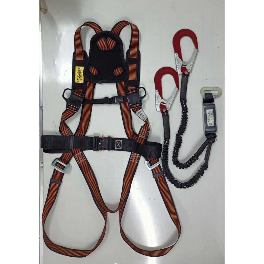 Dây an toàn thân Hàn Quốc kiểu Kujie 2 móc nhôm (dây đàn hồi)-đệm lưng-đệm vai