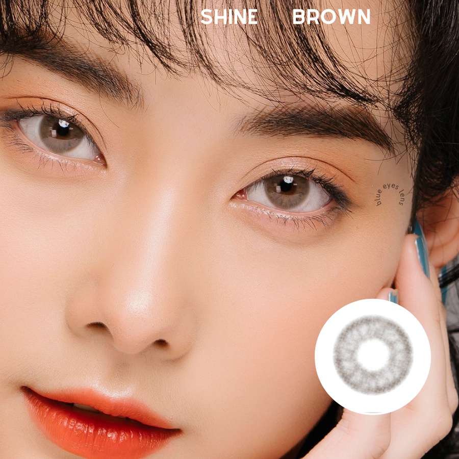 Kính Áp Tròng Hàn Quốc BLUE EYES Lens Mắt Cận Màu Nâu Sữa SHINE BROWN đeo đi học đi chơi chụp ảnh , Sử dụng 6 tháng.