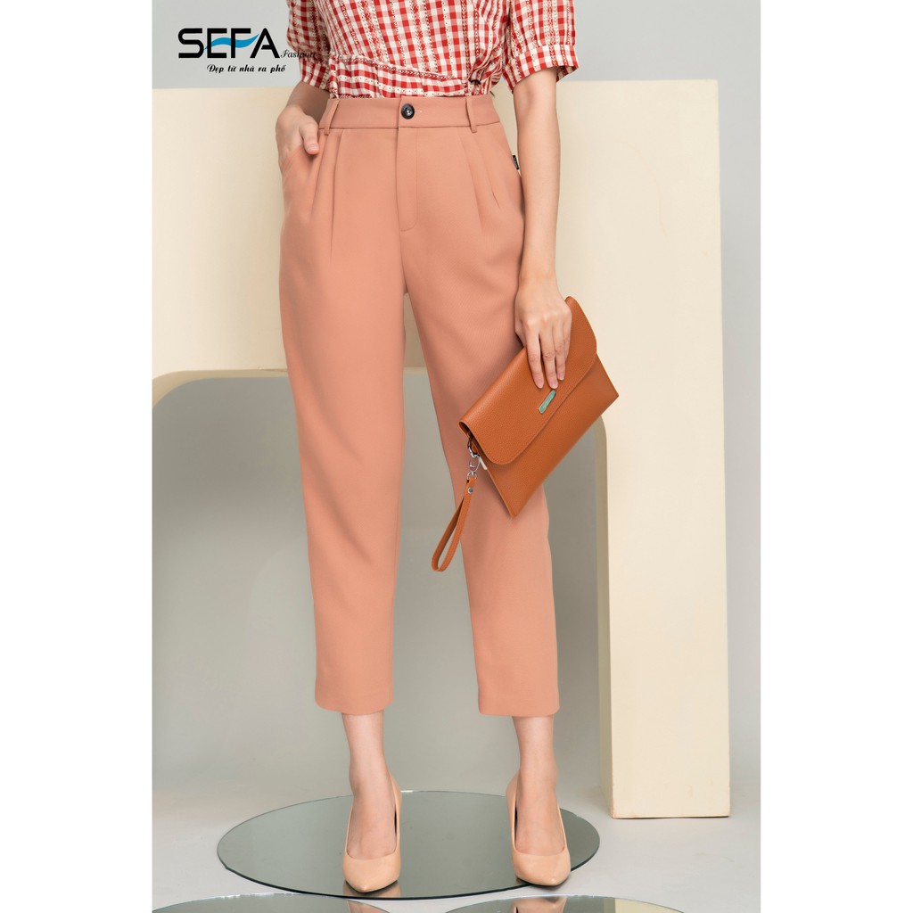 Quần baggy SEFA chất liệu typsy trơn lưng cao tôn dáng hai túi SFQ20263002