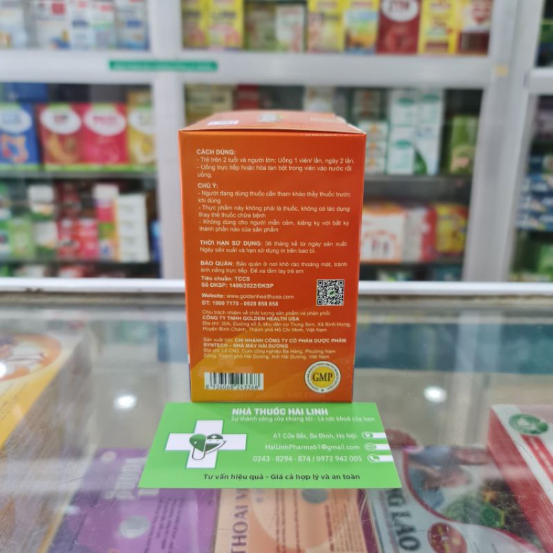 Men tiêu hóa Peptine Fort Golden Health ⚡ Tặng quà ⚡ Hộp 100 viên Giảm chậm tiêu do thiếu enzyme tiêu hóa
