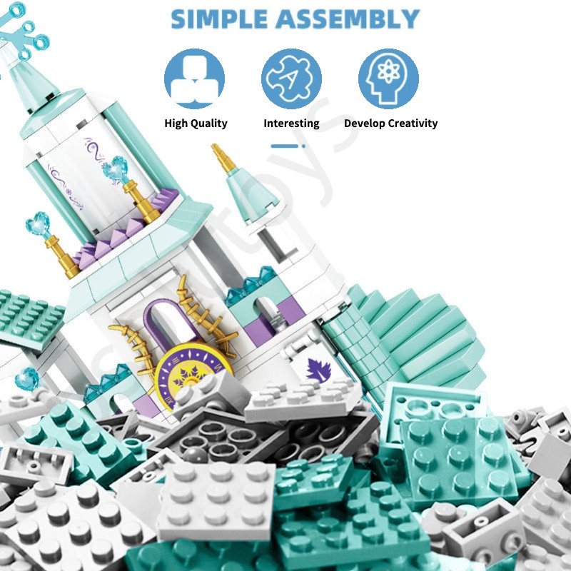 Bộ Đồ Chơi Lắp Ráp lego Lâu Đài Băng Giá Elsa Anna Olaf Dành Cho Bé
