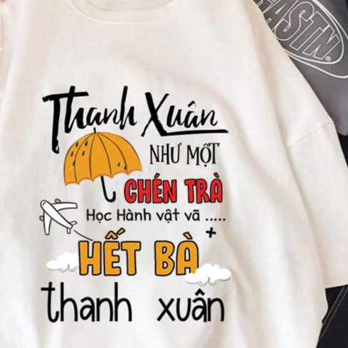 Áo thun nữ 💗FREESHIP💗áo in chữ thanh xuân như một chén trà