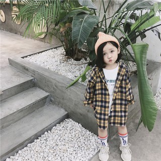 Bỏ Áo sơ mi bé gái bé trai oversize kiểu hàn Quốc