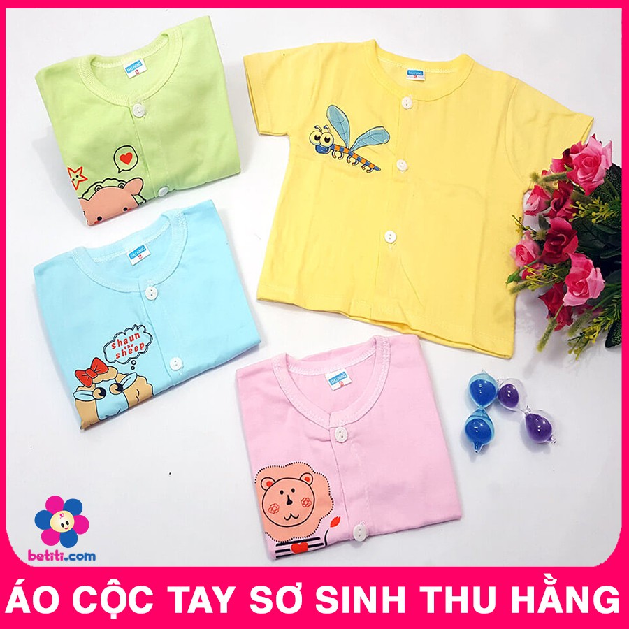 Áo Sơ Sinh Cộc Tay Thu Hằng Chất Cotton Mềm Mại Cho Bé