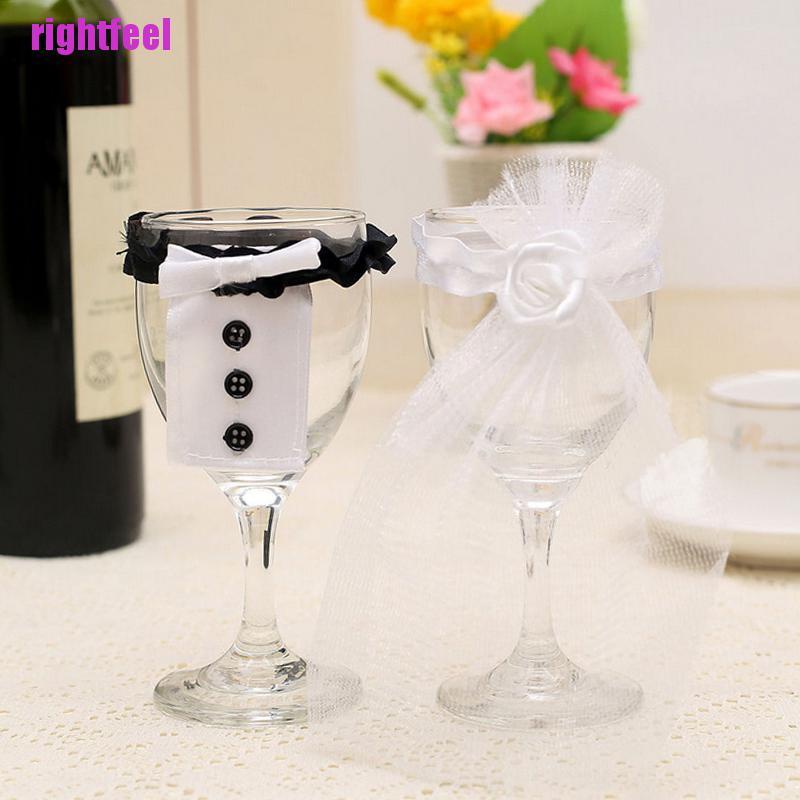 Phụ Kiện Trang Trí Ly Rượu Vang Hình Cô Dâu Chú Rể Tux 2016