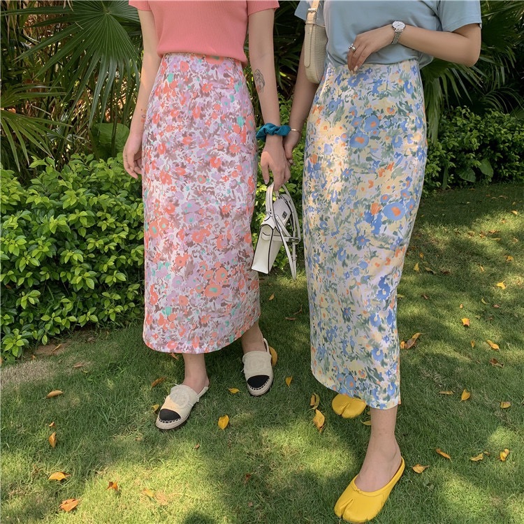 Chân Váy Voan Dài Lưng Cao In Hoa Kiểu Pháp Ngọt Ngào Cho Nữ | BigBuy360 - bigbuy360.vn