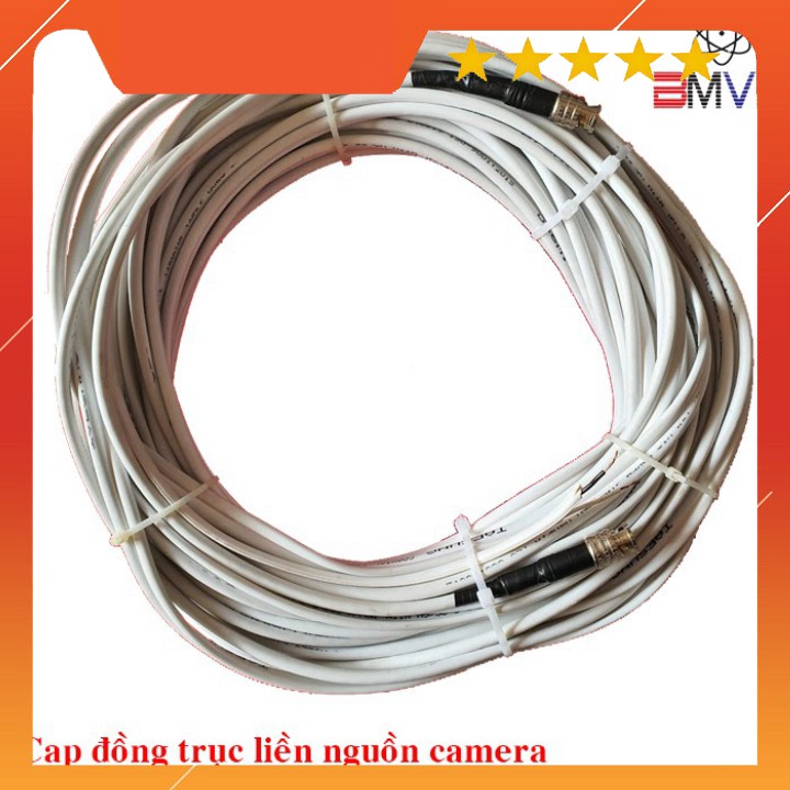 💚  Dây Camera cáp đồng trục liền nguồn RG59+2C  đồng nguyên chất 10m - đã bấm sẵn 2 đầu