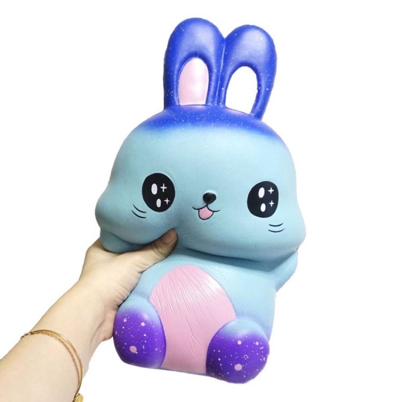 [30CM-ĐẠI KHỔNG LỒ] Squishy THỎ TAI DÀ Màu XANH GALAXY Đẹp Đại Khổng Lồ Chính Hãng