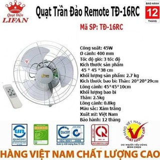 Lifan - quạt đảo trần có remote / tđ-16rc / td 16rc / td16rc / tđ16rc