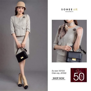 Set đồ áo vest và chân váy cao cấp sohee