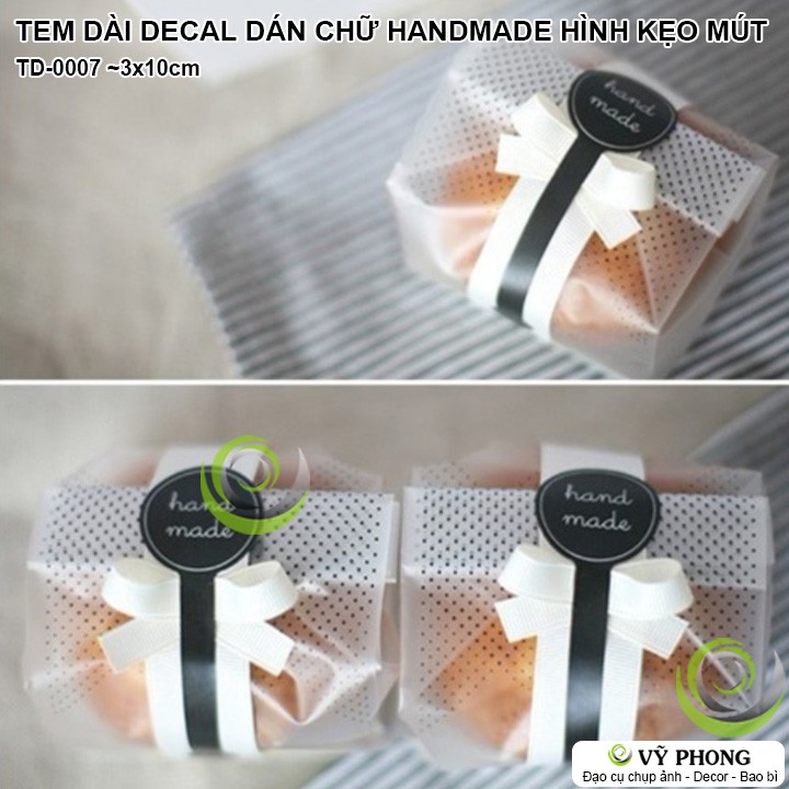 Tem dán chữ Handmade Nhãn Dán Sticker Kẹo Mút Theo Thư Pháp Trang Trí Hộp Quà BánhTD-0007