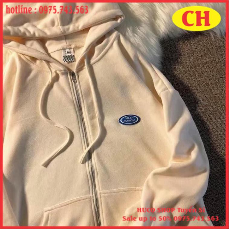 Áo khoác Nỉ hoodie có mũ - ÁO Hodie khóa dáng rộng logo Basic form thụng nam nữ freesize ulzzang mặc đôi