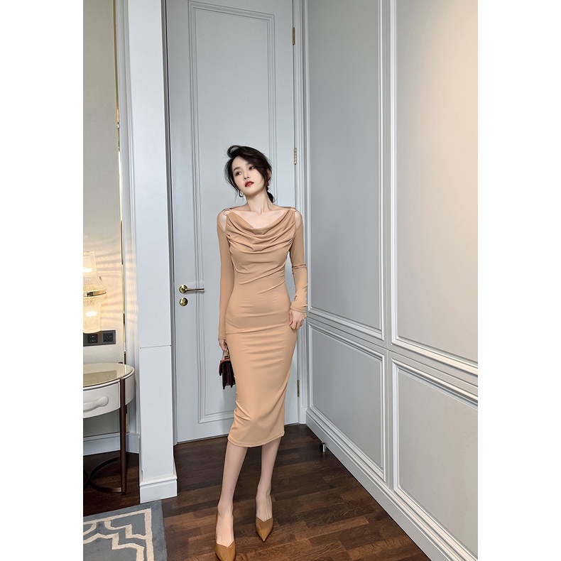 ZYHT Đầm Dạ Hội Dáng Dài Ôm Sát Phong Cách Vintage Hàn Quốc 10045