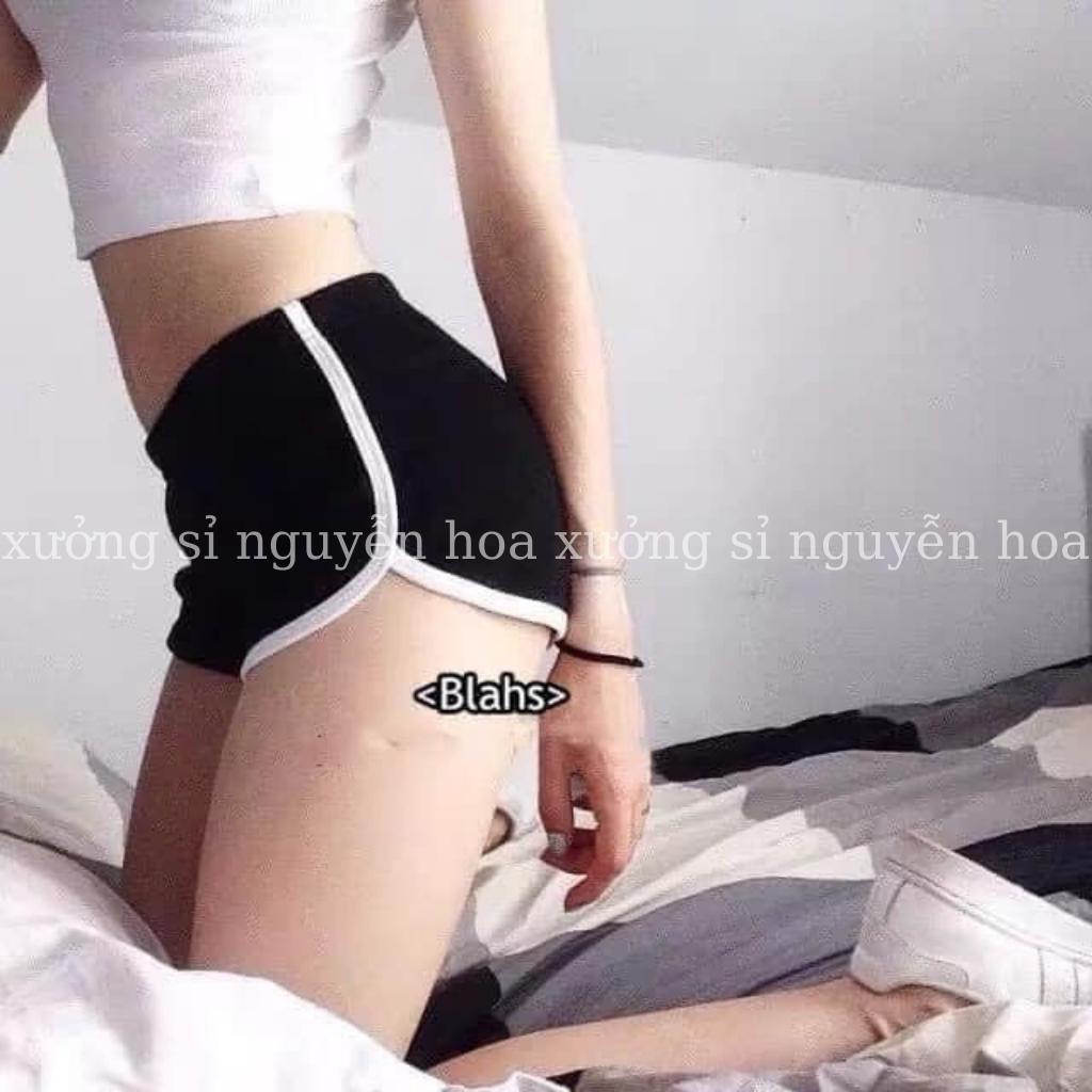 Quần đùi short kiểu dáng thể thao nữ chất liệu cotton mát 3 màu trắng đen xám Xưởng Sỉ Nguyễn Hoa