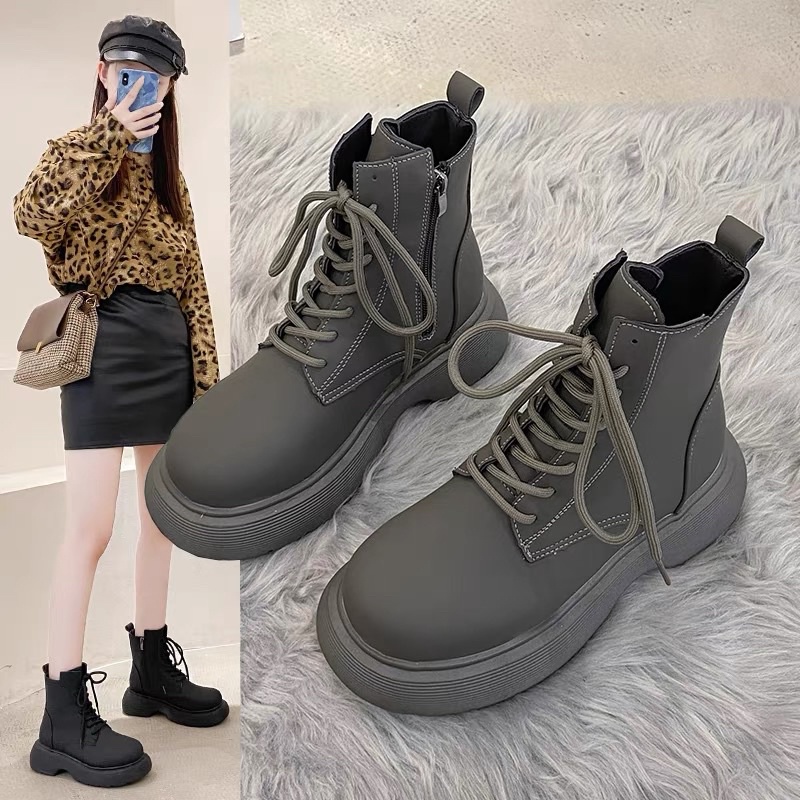 GIÀY BOOT BUỘC DÂY CỔ NGẮN DA NHÁM
