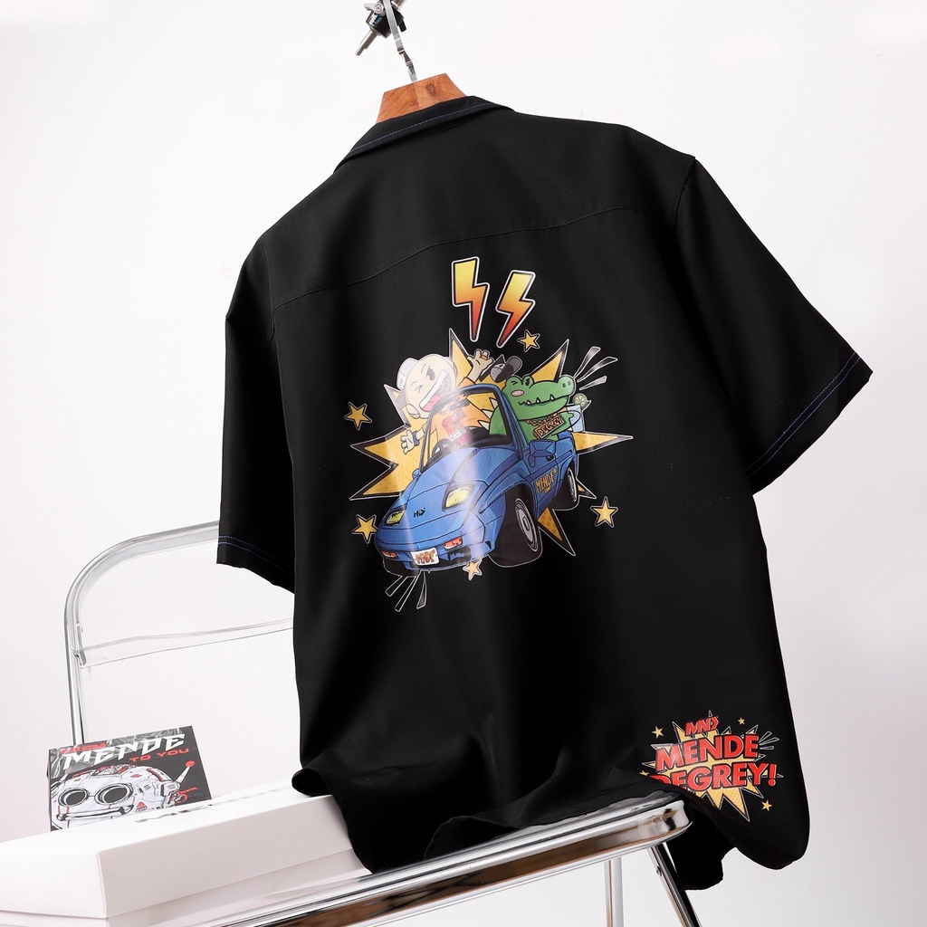 MENDE - Sport Car Collab - Áo sơ mi đen hợp tác vui vẻ với Degrey