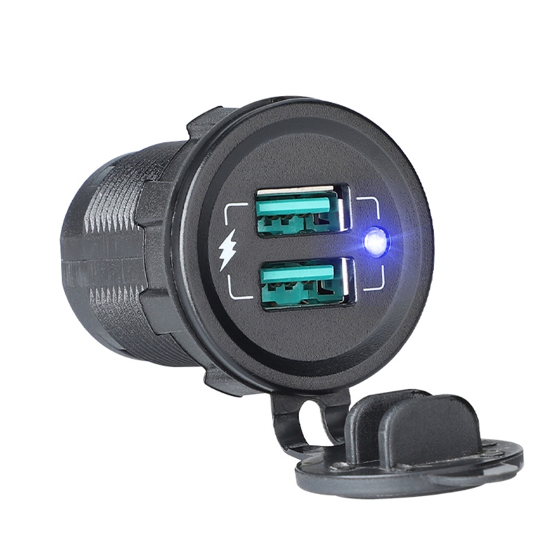 Bộ Sạc Điện Thoại Nhanh QC 3 0 Hai Cổng USB 12V-24V 22 5W Cho Xe Hơi / Máy Tính Bảng