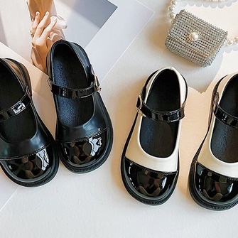 Giày Công Chúa Chất Liệu Da Bóng Phong Cách Anh Quốc 2022 babydoll Cho Bé Gái giày tiểu thư giày vintage bé gái giày lolita