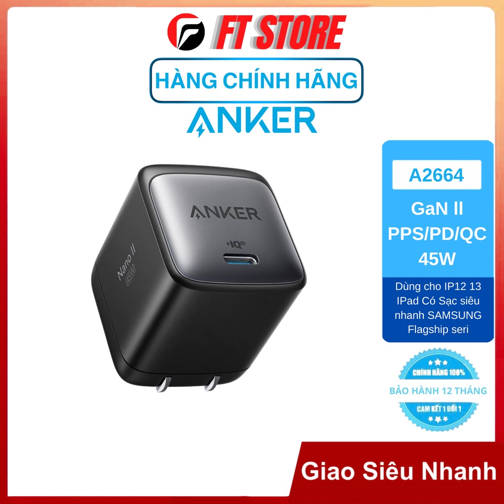 [GIAO HỎA TỐC] Củ Sạc Anker A2663 65W ,A2664 45W, A2665 30W, PD/PPS/QC dành cho Ip/Ipad/Macbook