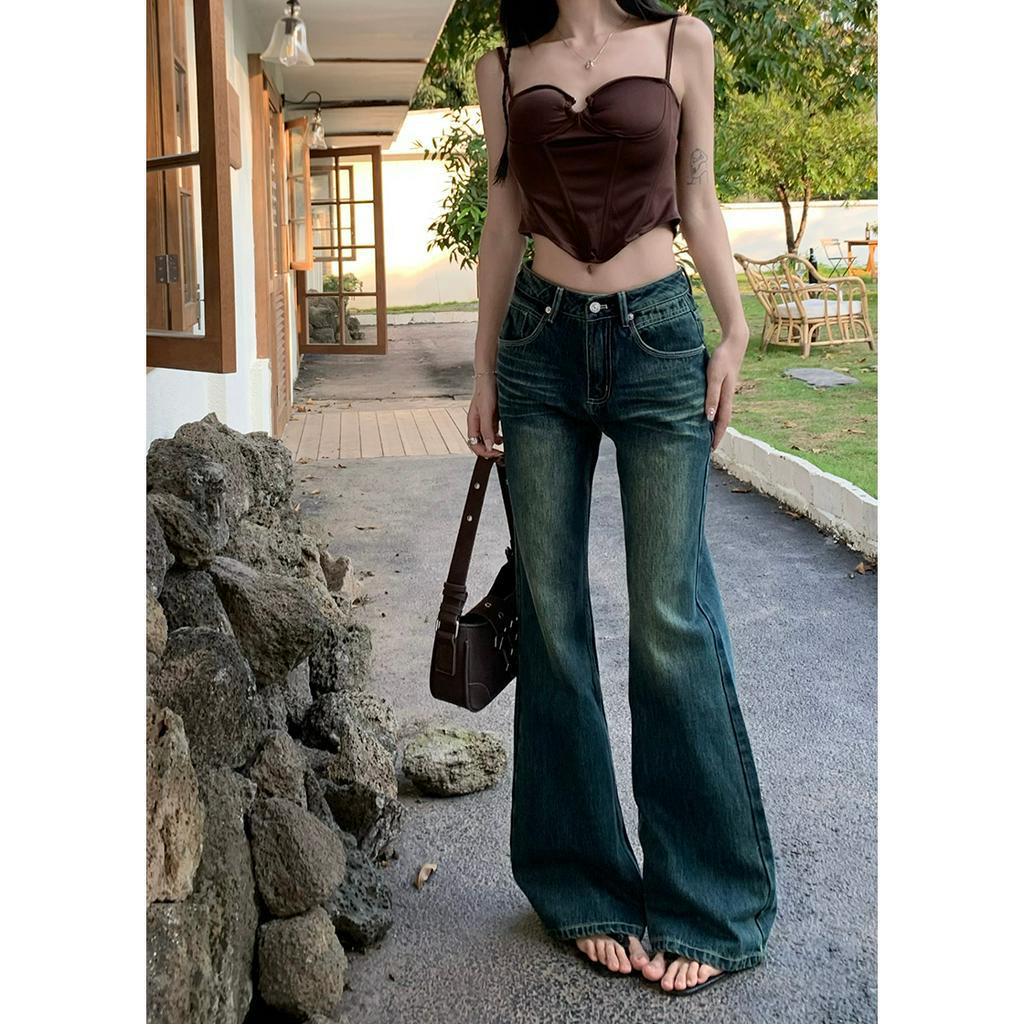 QADCOL Quần Jeans Dài Ống Loe Thời Trang Dành Cho Nữ