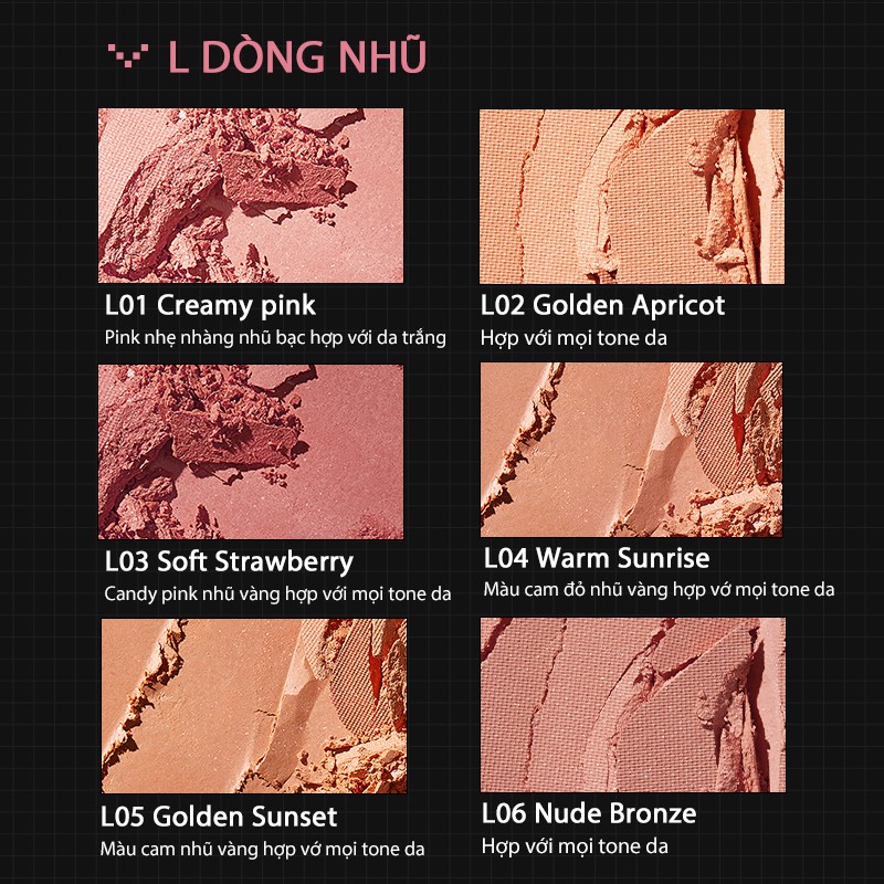 Phấn Má Hồng Perfect Diary Collector Matte Shimmering Finish 2 Textures 12 Shades 2.5g | WebRaoVat - webraovat.net.vn