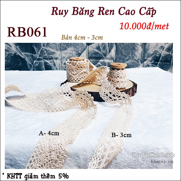 Ruy Băng Ren cao cấp trang trí nón, mũ thủ công bản 4cm, 3cm RB061