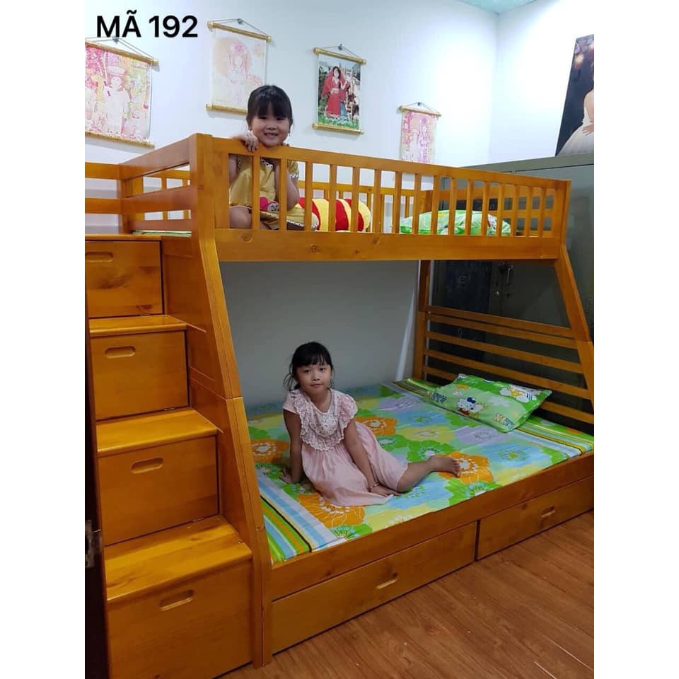 Giường Tầng Bella Esprit Gỗ Tự Nhiên, Có Cầu Thang An Toàn, Tầng Trên Rộng 1m - Tầng Dưới 1m4