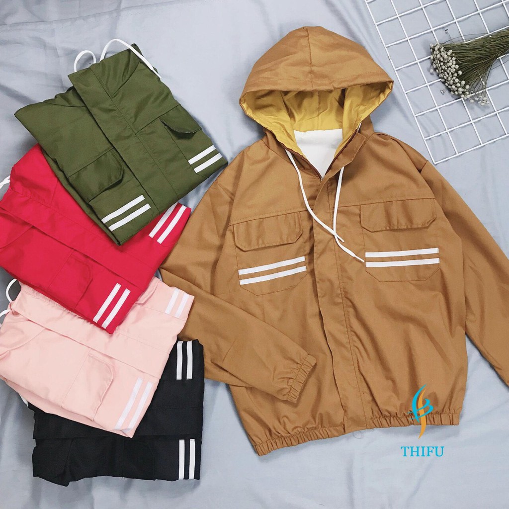 &lt; FREESHIP &gt; ÁO KHOÁC KAKI NAM NỮ 2 LỚP LÓT DÙ HÌNH THẬT- 2 sọc (ko giống hình hoàn tiền)
