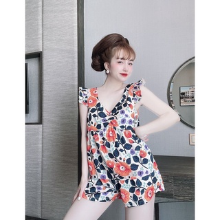 Bộ lụa đùi cánh tiên hoạ tiết cute