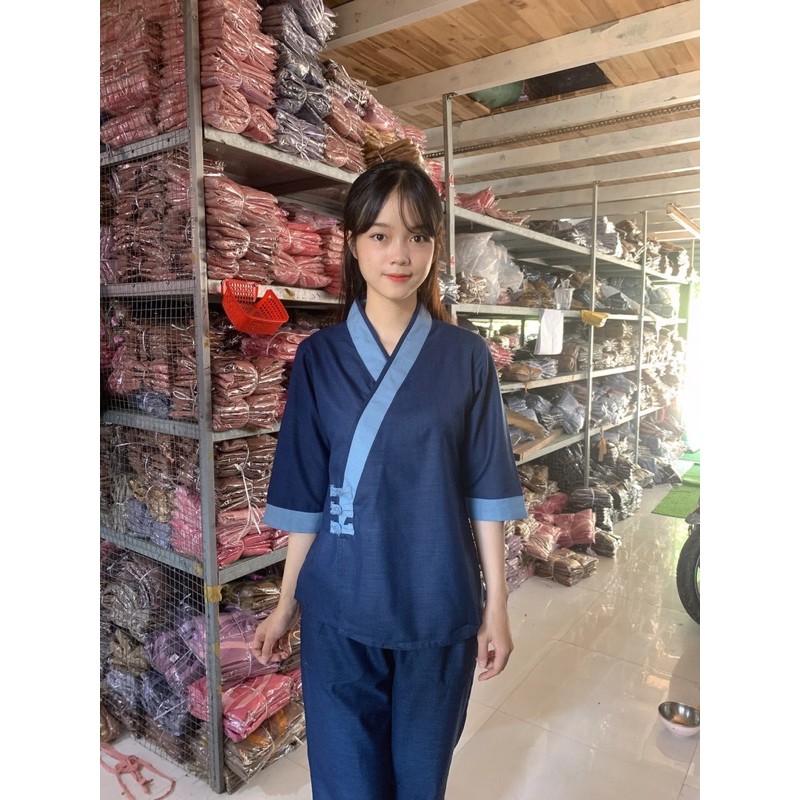 ĐỒ LAM ĐI CHÙA  XÉO CÀI 3 NÚT VẢI LINEN GIÁ RẺ VÔ ĐỊCH
