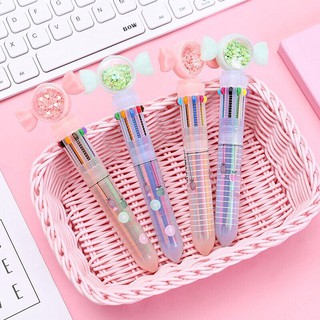 Bút bi bấm 10 màu hình kẹo nhũ chảy nhiều màu sắc_bút bi cute cho học sinh