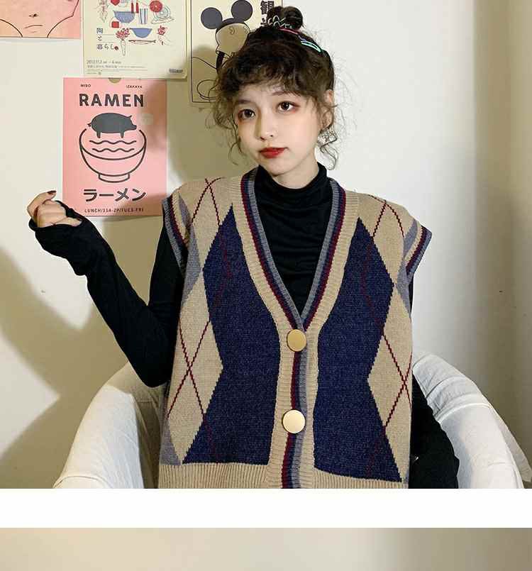 Áo khoác len không tay cổ chữ V phong cách Hàn Quốc | BigBuy360 - bigbuy360.vn